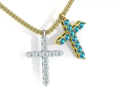 2mm Diamond Cross 11gems Bespoke Cross 3D print model