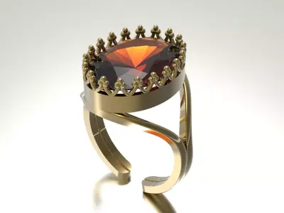 Open Band Solitaire with Crown Setting model gr0175 3D print model