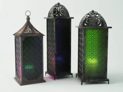 Standing Metal Lanterns 3D model