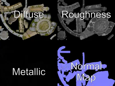 Medieval Stone Wishing Well Model Pack Low-poly 3D model