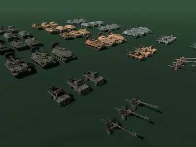 Military Vehicle Pack Low-poly 3D model