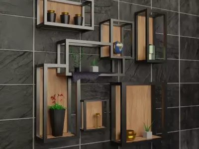 Shelves with Decors 3D model