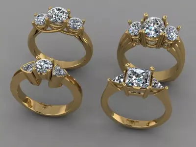 Women rings stock 3D print model