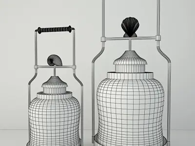 Frosted Globe Shell Lantern Set 3D model