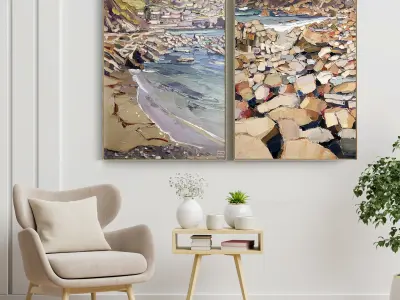 Plaster Two Photo Frame 06 Low-poly 3D model