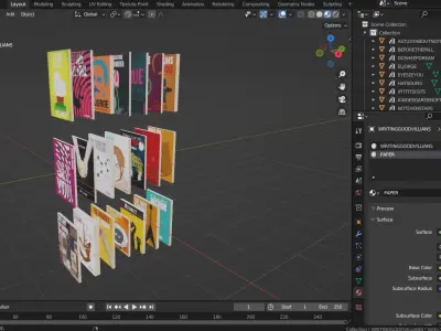 Low Poly Books stack of cards Free low-poly 3D model