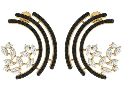 Light Weight Yellow Gold Diamond Earring  -EAR-035 3D print model