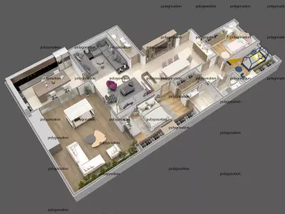 appartement floor plan MODERN high quality hm1 3D model