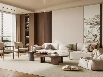 Modern living room 3D model 3D model