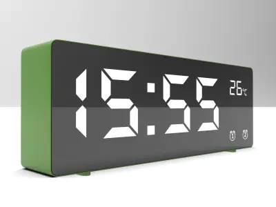 CLOCK GREEN WHITE Low-poly 3D model