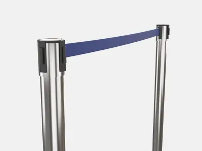 Stanchion with Blue Retractable Belt 3D model