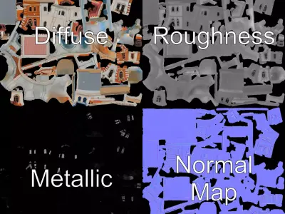 Elegant Townhouse Architecture model pack Low-poly 3D model