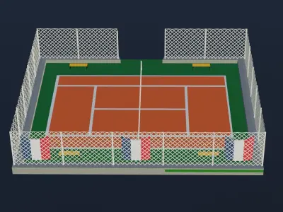 Tennis Court - France Low-poly 3D model