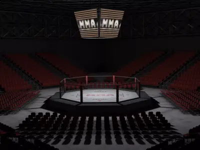 VR MMA Octagon Cage Ring Low-poly 3D model