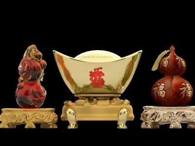 Chinese Gourd with Yuanbao 3D model