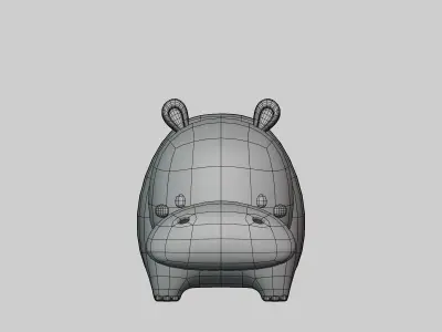 Cartoon cute Hippo 3D model
