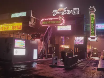 Cyberpunk Vehicle Toll Booth Sign Concept Low-poly 3D model