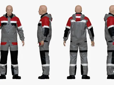 001156 engineering suit light gray Low-poly 3D model