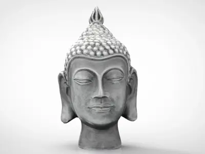 SILVER BUDDHA HEAD  Low-poly 3D model