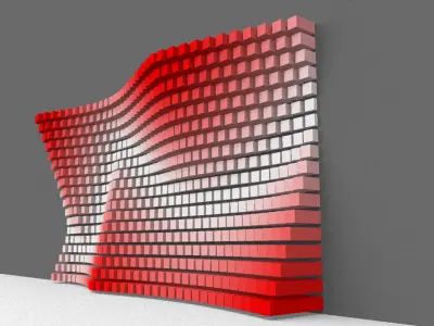 Parametric Red and White Colored Wall Decoration 3D model