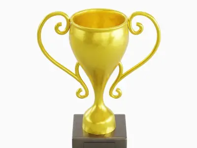 Gold Trophy Cup 01 Low-poly 3D model