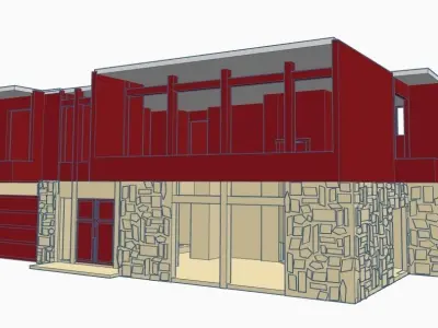 Contemporary Bi-Level House 1-64 S Scale  3D print model