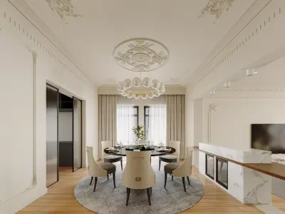 Luxury living room dining room interior scenes 27 3D model