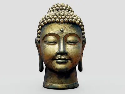 Buddha Old Golden Head Low-poly 3D model