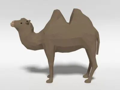 Low Poly Cartoon Bactrian Camel  Low-poly 3D model