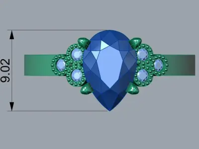 Drop Solitaire Ring 3D print model