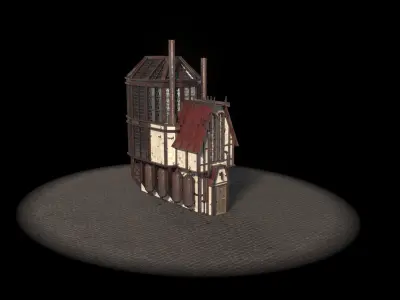 Steampunk Little Green house 3 types Free low-poly 3D model