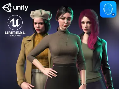 Streetwear Casual Girls Pack - Realistic Stylized Character Low-poly 3D model