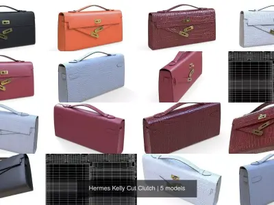 Hermes Kelly Cut Clutch 3D Model Pack