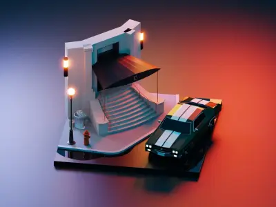 Cartoon John Wick Car 3D model