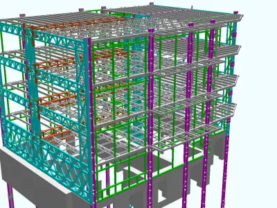 steel frame stuctural building Low-poly 3D model