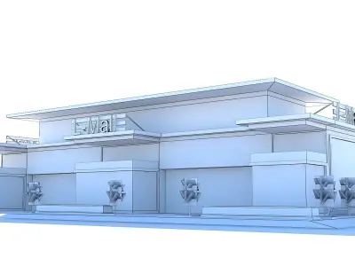 Simple and Effective Mall Shopping Store Building Low-poly 3D model