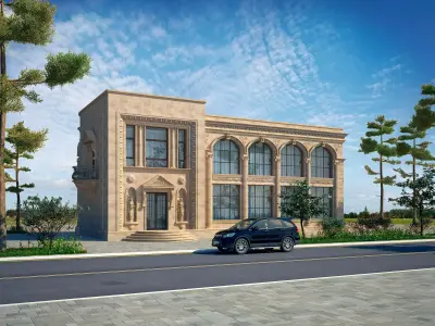 Building with car 3D model