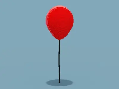 Voxel Red Balloon Low-poly 3D model