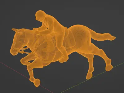 Horse and Rider in jumping pose I 3D Print ready model 3D print model