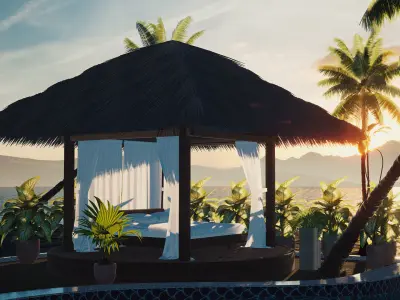 Exterior Beach Resort Scene File  3D model