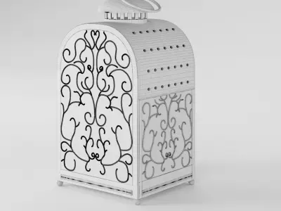 Candlestick-lantern lantern with ornate design 3D model