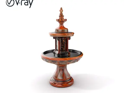 Rustic Ornamental Fountain Model Pack Low-poly 3D model