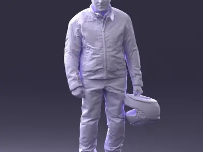 000422 Biker Male Character with Helmet 3D Scan Low-poly 3D model