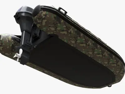 Inflatable Boat 02 camouflage with outboard boat motor 3D model