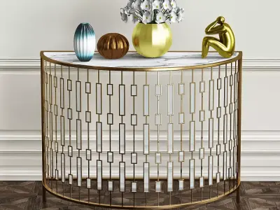 table gold console 3D model