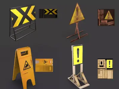 Road signs for games and VR Low-poly 3D model
