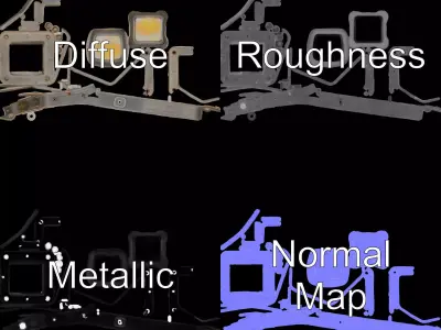 Industrial Wall Light Model Pack with Metal Casing Low-poly 3D model