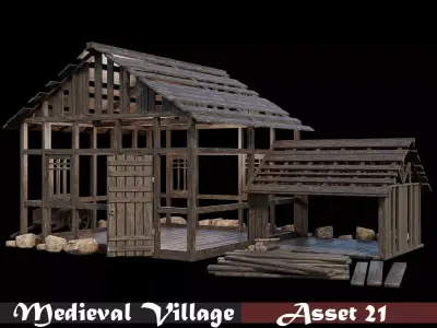 Medieval Village Asset 21- 4K Textures Game Ready Low-poly 3D model