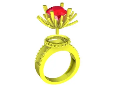 Luxury Halo Solitaire Ring 3D Model  4315 3D print model