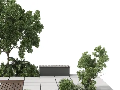 Urban Environment Urban Furniture Green Benches 3D model